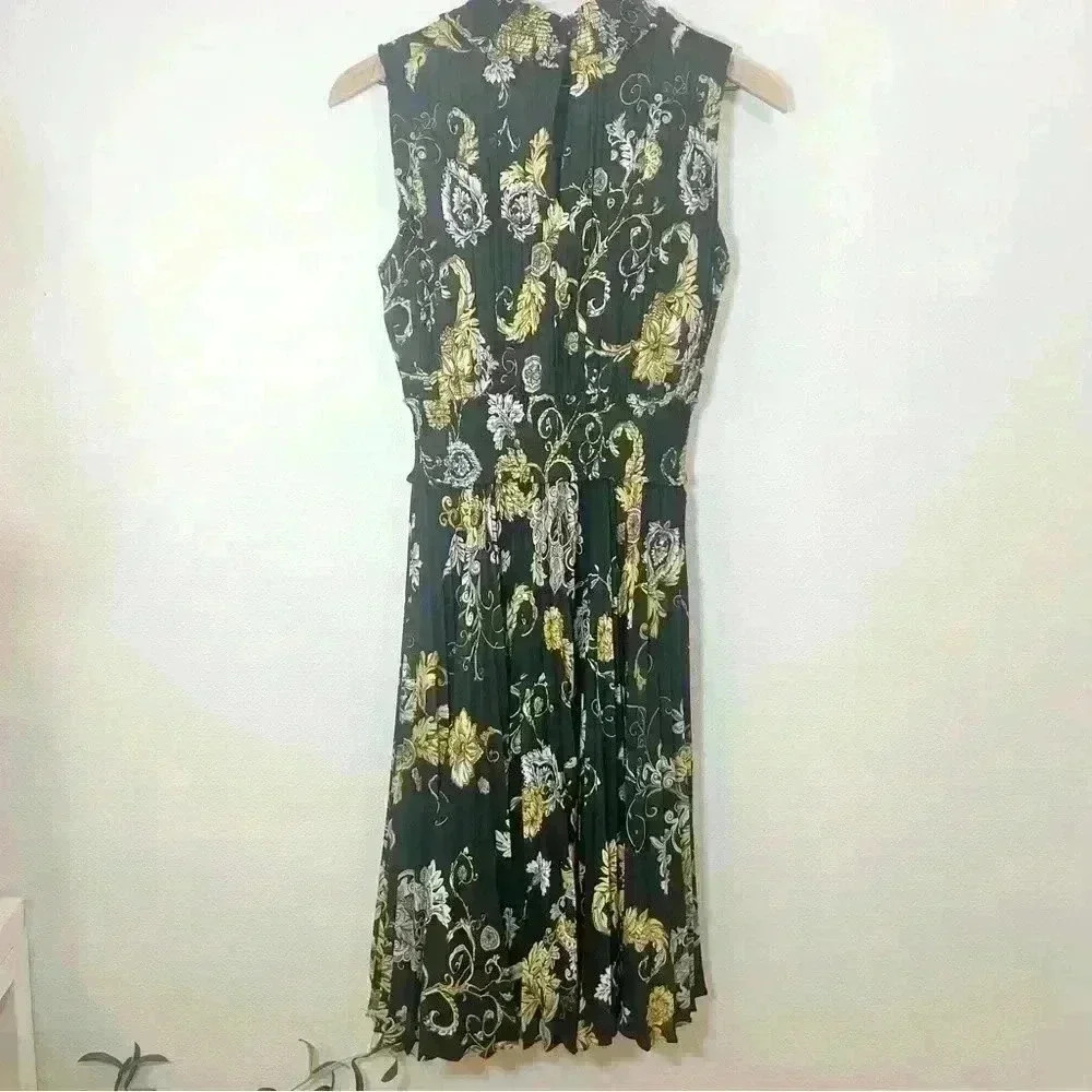 Nanette Lepore Black and Yellow Floral Midi Dress